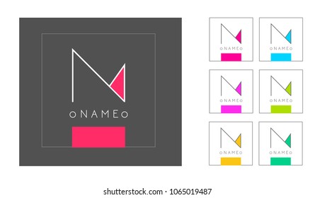 Letter n logo template in various colors, modernist style