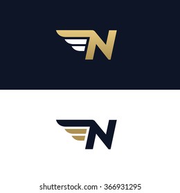 Letter N logo template. Wings design element vector illustration. Corporate branding identity