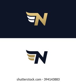 Letter N logo template. Wings design element vector illustration. Corporate branding identity