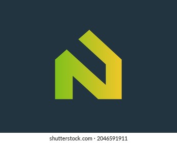 The letter N logo that forms a house. Simple and sophisticated logo. Suitable for real estate companies.