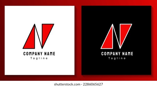 the letter n logo with a triangular arrangement so that it concludes a modern impression