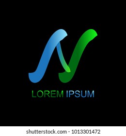 Letter N logo vector with black background