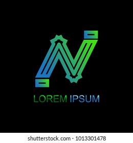 Letter N logo vector with black background