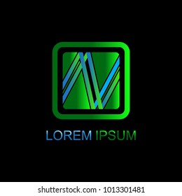 Letter N logo vector with black background