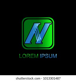 Letter N logo vector with black background