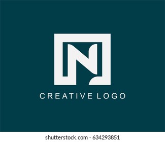 Letter N Logo Vector With Box