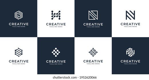 Letter n logo vector design collection for branding company. Logo can be used for icon, brand, identity, monogram, line, template, inspiration, concept, and business company