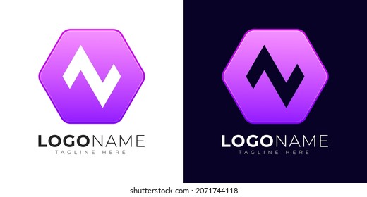 Letter n logo vector design template. Modern letter n logo icon with colorful geometry shape.