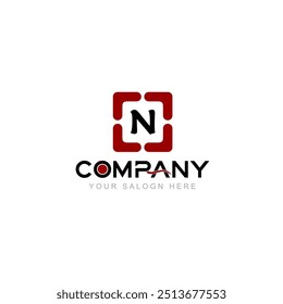 Letter N Logo Vector Design Illustration with Company Name and Your Text Here Logo Template on white background.