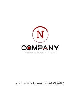 Letter N Logo Vector Design Illustration with Company Name and Your Text Here. Logo Template on white background.