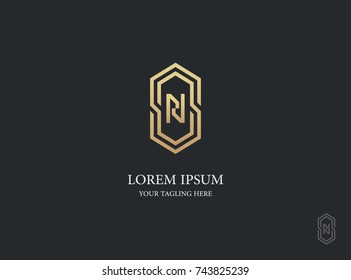 letter n logo vector design. geometric luxury gold symbol icon design template.
