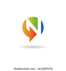 letter n logo vector icon with arrow element template