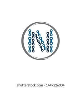 Letter N logo, vector illustration of modern icon bike chains