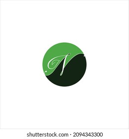 letter n logo vector leaf emblem template