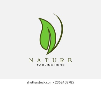 Letter N logo vector. Natural design concept with leaf. Suitable for spa, travel, company.