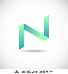 Letter N logo, vector origami design, technology, network, digital,Vector Illustration