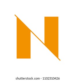 letter N logo with vertical stripes of yellow color for elegant products, editable vector