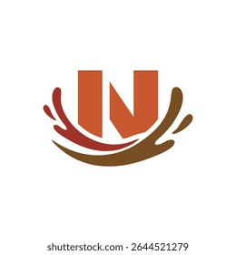 Letter N logo with water splash simple design template, for your company