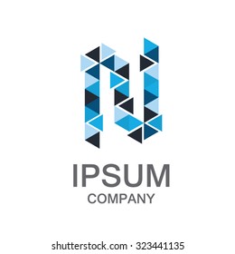 Letter N logo,Business corporate logo design vector.Hexagon,triangle shapes,Color geometric