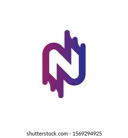 Letter N logo,Colorful, Technology and digital abstract dot connection