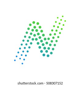 Letter N logo.Dots logo,dotted shape logotype vector design