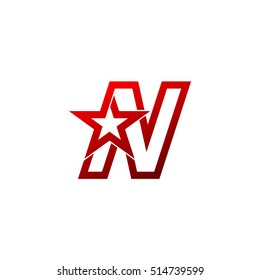 Letter N logo,Red Star sign Branding Identity Corporate unusual logo design template