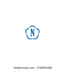 Letter N  logotype in blue color design concept illustration
