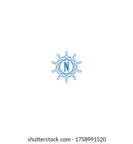 Letter N  logotype in blue color design concept illustration