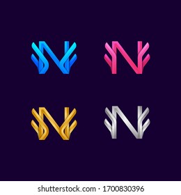 Letter N logotype with Colourful and Premium Luxury Wings logo, Freedom and Fly sign, Falcon or Eagle symbol for your Business Company and Corporate branding identity, Vector illustration