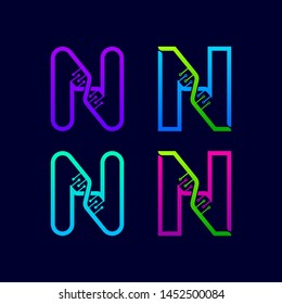 Letter N logotype with Genetic DNA structure and Dot Linked Shape logos, Technology and Digital Connection symbols, Helix Molecule Chromosomes signs, Medical Healthcare and Science Laboratory Icons