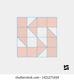 Letter N logotype. Grid system