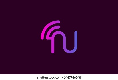 Letter N logotype purple and pink color,Technology and digital abstract connection. Wifi vector logo