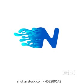 letter N logo,water,splash,waves