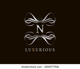 letter N luxurious alphabet for bridal, wedding, jewelry, eye lash, nail art, beauty care logo, personal branding image, make up artist, or any other royal brand and company