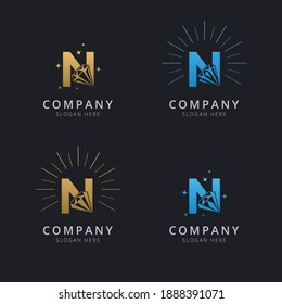 Letter N with luxury abstract diamond logo template
