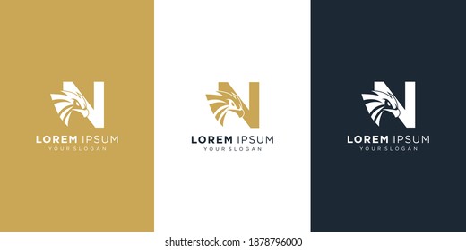 Letter n with luxury abstract eagle logo template