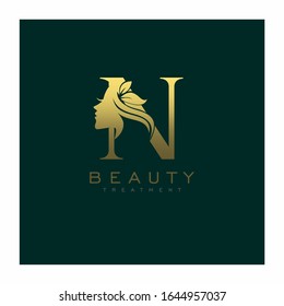 Letter N Luxury Beauty Face Logo Design Vector