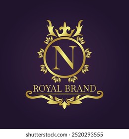 Letter N luxury gold logo concept