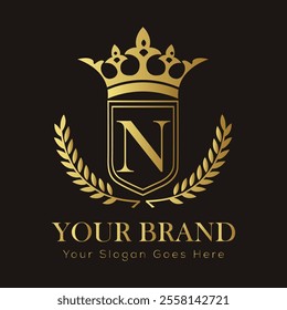 Letter N luxury gold logo concept
