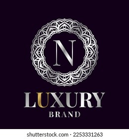 letter N luxury initial circle vector logo design