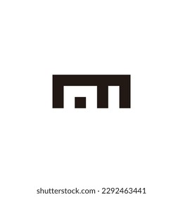 Letter n and m button, square geometric symbol simple logo vector