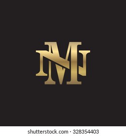 letter N and M monogram golden logo