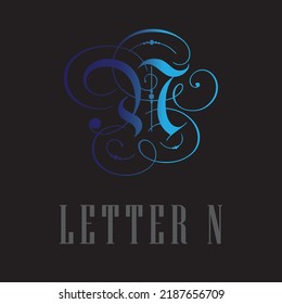 La letra N está hecha con arte caligráfico, lo que hace que la Carta sea más elegante. adecuado para diversas necesidades y puede ser personalizado.