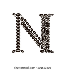 Letter N made of coffee beans vector set