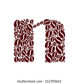Letter  n  made of coffee beans vector set