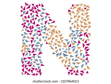 Letter N made up of small triangles