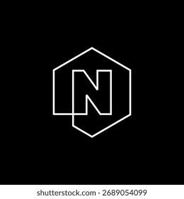 letter n mark hexagon hexagonal logo vector icon illustration