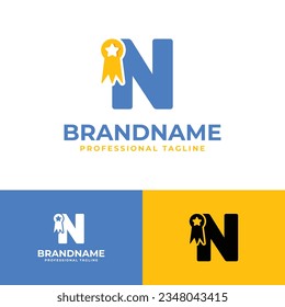 Logotipo de letra N Medallón, adecuado para negocios relacionados con medallas, victoria, campeón con N inicial.