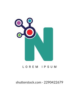 Letter N Medical, suitable for technology, digital, computer, brand, network, app, mobile, automotive Logo, Initial Molecule Logo Design Template Element