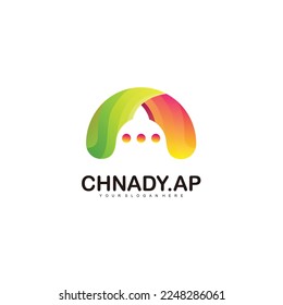 letter n with message logo symbol gradient color template